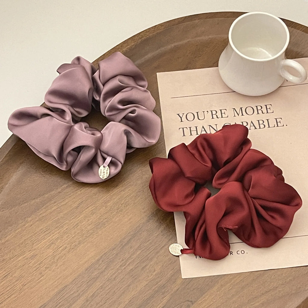 Satin Silk Hair Scrunchies Black Hair Ties for Girls and Women Scrunchie Solid Color Hair Accessories Scrunch