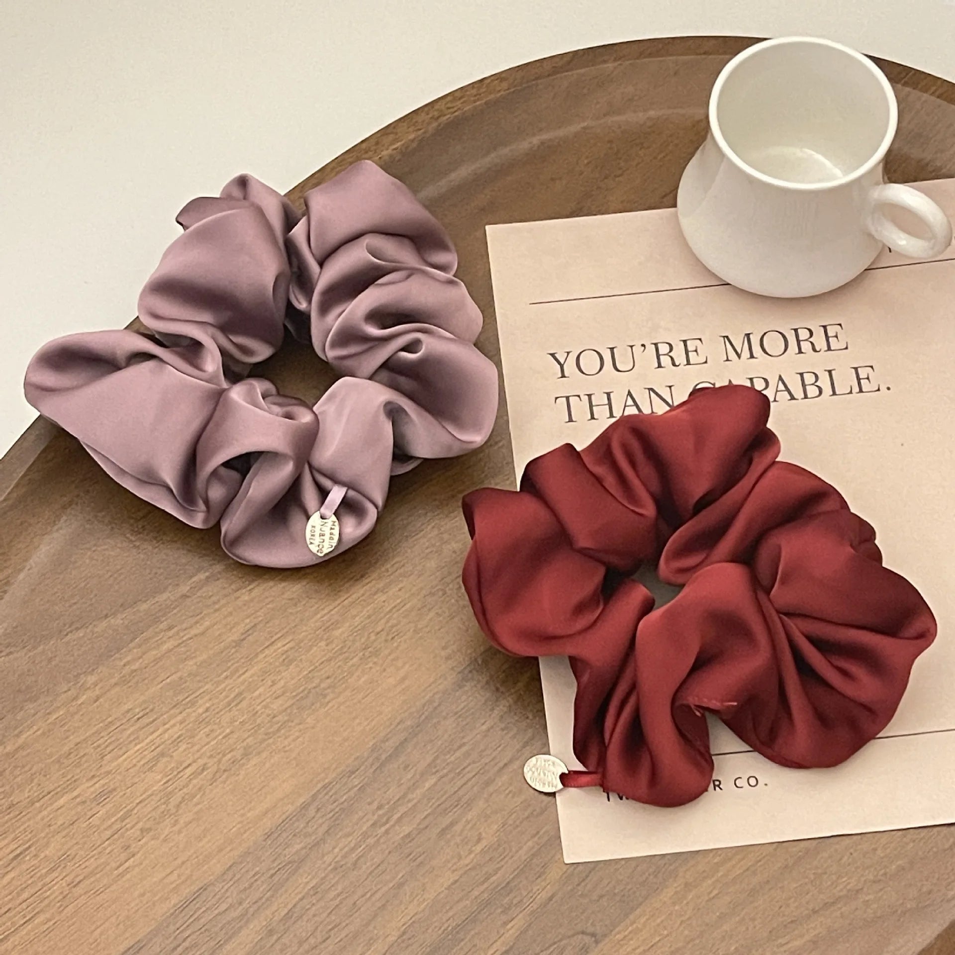 Satin Silk Hair Scrunchies Black Hair Ties for Girls and Women Scrunchie Solid Color Hair Accessories Scrunch