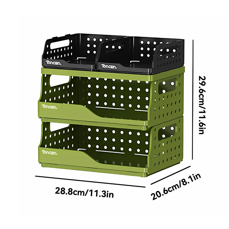 Stylish & Sturdy 3-Tier Desk Organizer with 2 Large + 2 Small Compartments – Stackable Office Storage Box