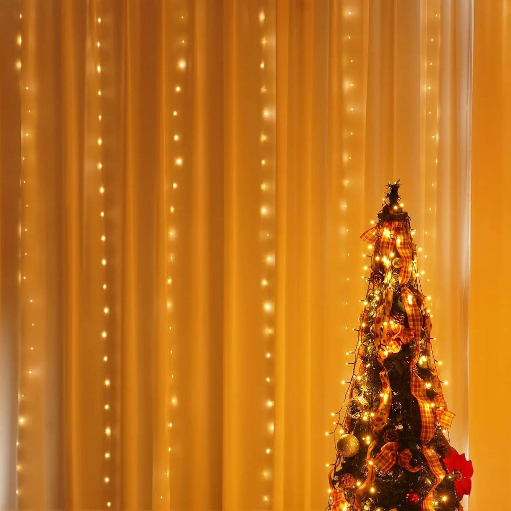 Fairy LED Curtain Lights USB Plug-in Remote Control Waterproof String Lights for Bedroom Indoor Outdoor Wedding Christmas Decor