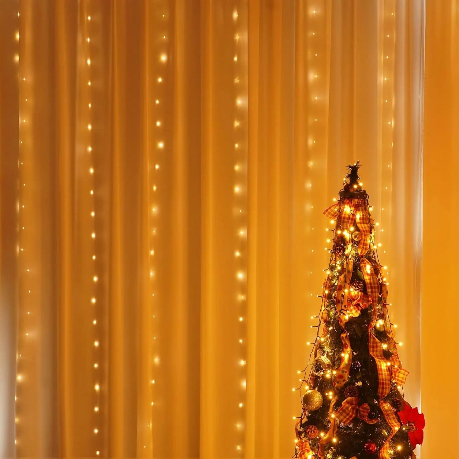 Fairy LED Curtain Lights USB Plug-in Remote Control Waterproof String Lights for Bedroom Indoor Outdoor Wedding Christmas Decor