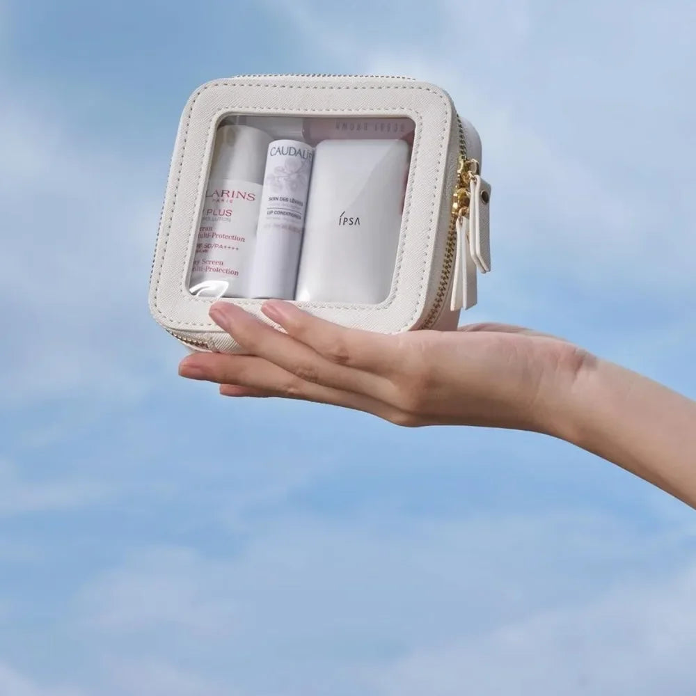 Small Cosmetic Bag for Purse Mini Makeup for Cute Clear  Pouch Travel Organizer Case for Toiletry Waterproof Square Pouch Zipper