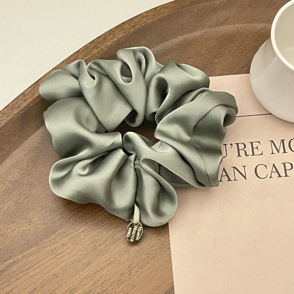 Satin Silk Hair Scrunchies Black Hair Ties for Girls and Women Scrunchie Solid Color Hair Accessories Scrunch