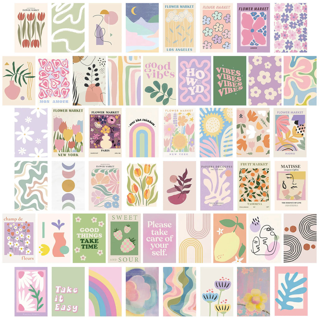 50Pcs  Aesthetic Poster Picture Pastoral  Anime DIY Stickers Decor Art Printing Wall Collage Kit for Bedroom Graffiti Stickers