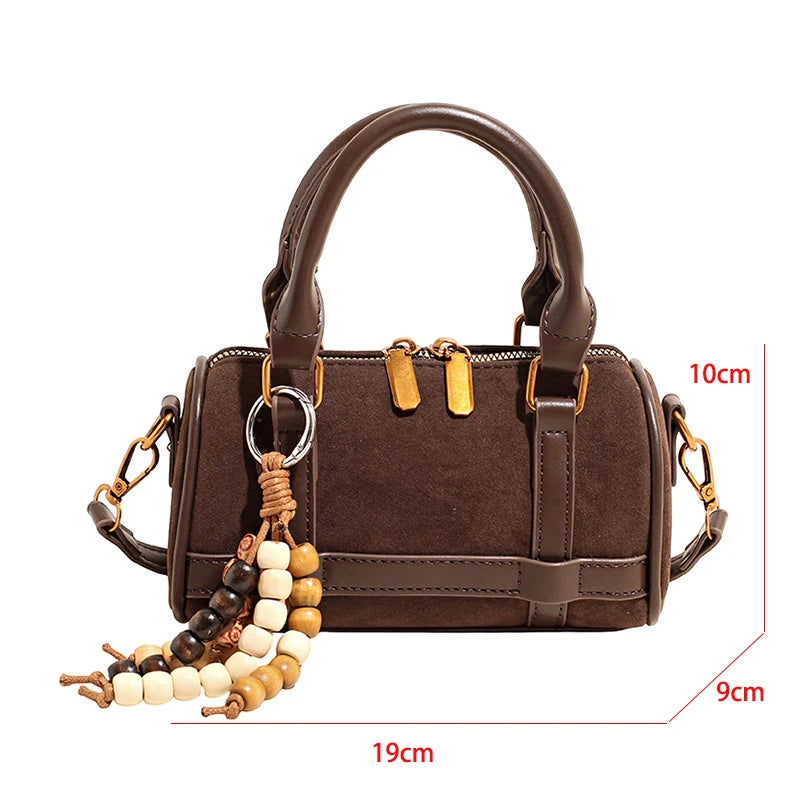 Mini Small Bag Women 2025 Versatile Winter Suede Leather Shoulder Crossbody Bag Ladies Designer Boston Handbag Coffee Bag