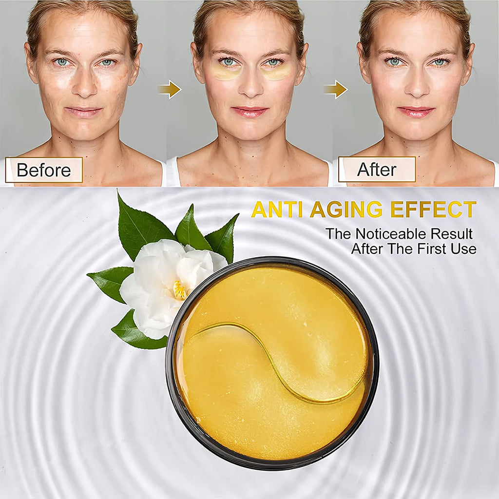 60 Pairs 24K Gold Under Eye Patches, Brightening & Lifting Treatment, Reduce Bags and Fine Lines, Instant Result