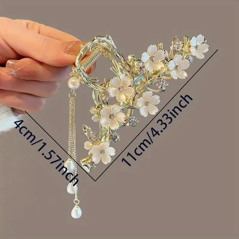 1 elegant sparkling rhinestone flower hair clip - with decorative flowers, suitable for fashionable hair buns