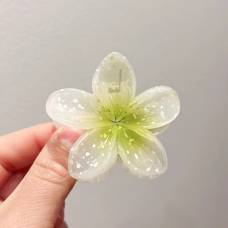 Transparent Glitter Hair Clip Trendy Fashion Hair Accessory for Women Small Egg-Shaped Flower Clip