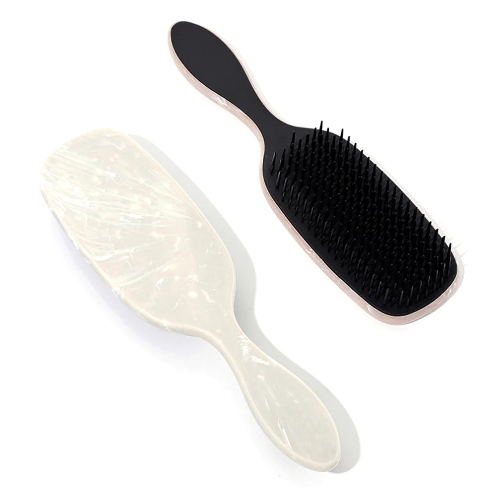 Detangling Hair Brush Anti-static Handle Entangle Detangling Marbled Comb Shower Massage  Marbled  Comb Salon Hair Styling Tool