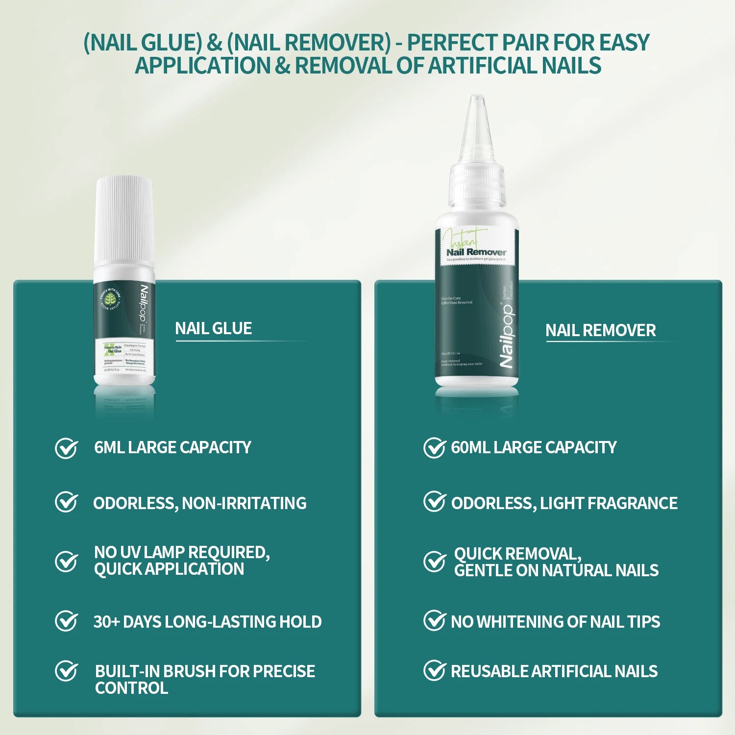 Nailpop Press On Nail Glue Strong Bond Fast Drying Long Lasting No Lamp Hypoallergenic Gentle Formula for Fake Artificial Nails