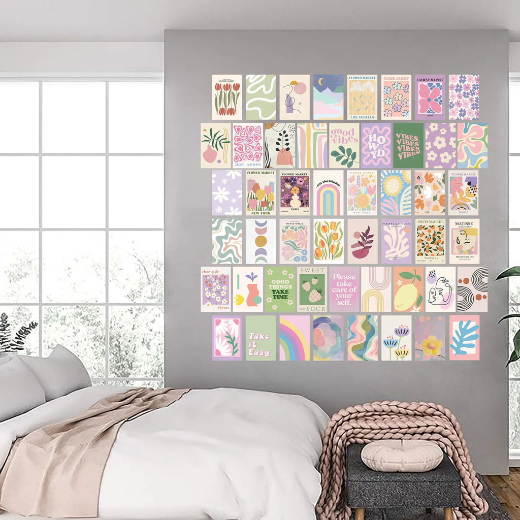 50Pcs  Aesthetic Poster Picture Pastoral  Anime DIY Stickers Decor Art Printing Wall Collage Kit for Bedroom Graffiti Stickers