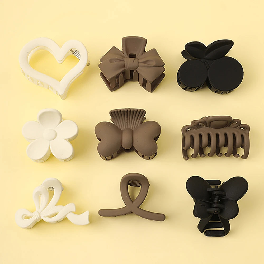 9Pcs Trendy Claw Hair Clips – Elegant Matte Design for Everyday Wear