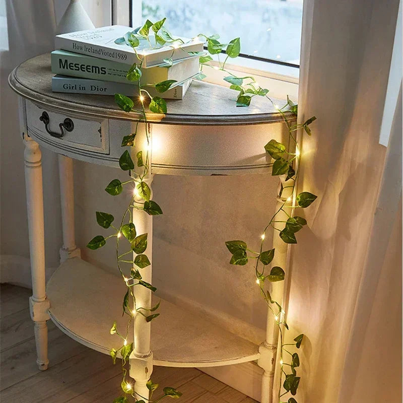 100 LED Fairy Lights Outdoor Artificial Ivy Vine Leaf Plants Lights for Party Wedding Holiday Garden Christmas Decoration