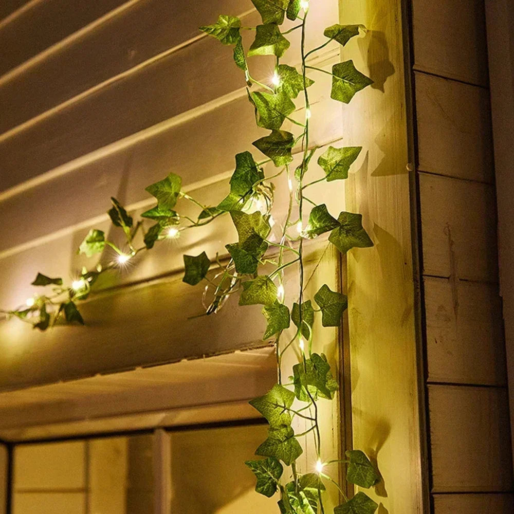 100 LED Fairy Lights Outdoor Artificial Ivy Vine Leaf Plants Lights for Party Wedding Holiday Garden Christmas Decoration
