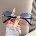 Square Rimless Sunglasses Women Luxury Brand Designer Summer Red Glasses Fashion Sun Glasses for Men UV400 Shades Sunglass Woman