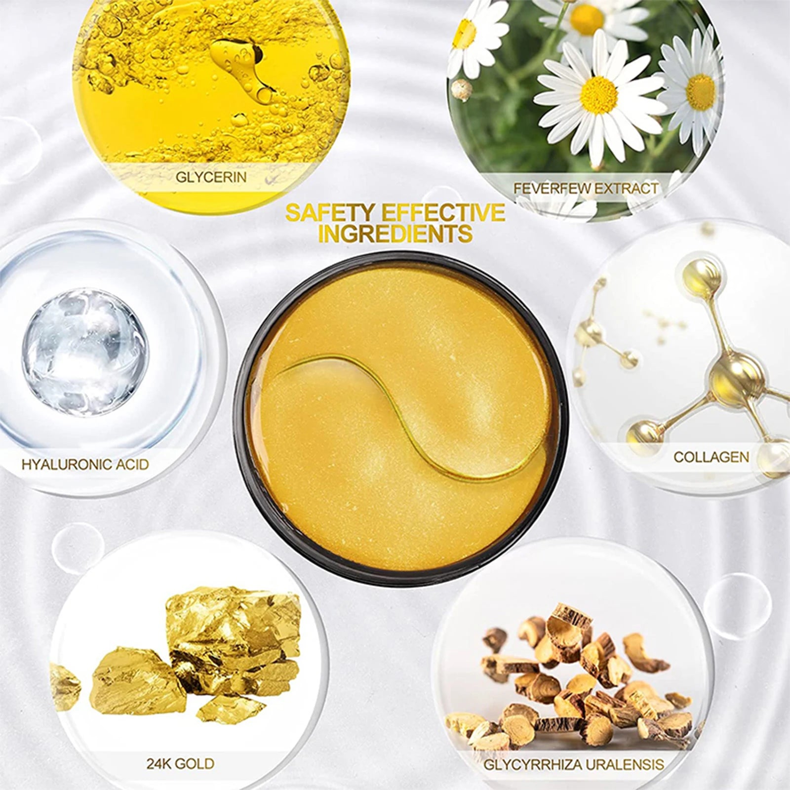 60 Pairs 24K Gold Under Eye Patches, Brightening & Lifting Treatment, Reduce Bags and Fine Lines, Instant Result