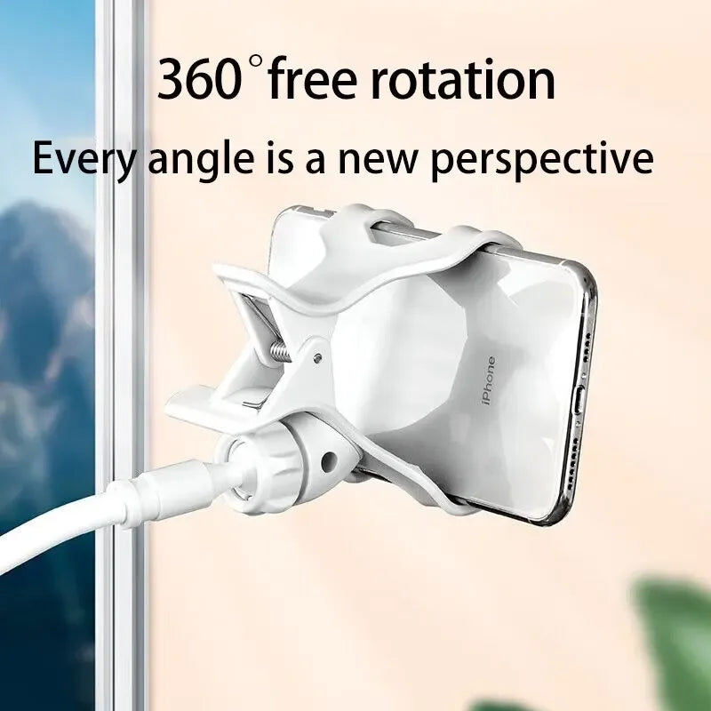 Space Saving Phone Stand 360° Rotatable Clip Design for Small Desk/Bedside Universal Bracket for 4-7" Phones Durable Portable
