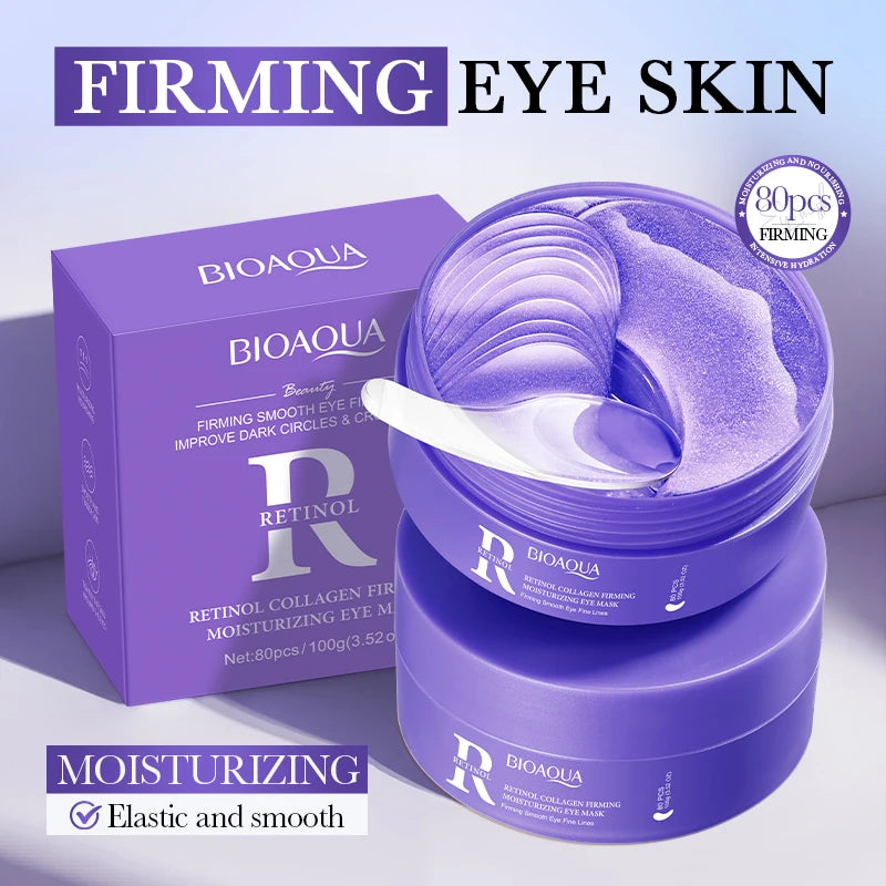 80pcs BIOAQUA Crystal Collagen Eye Mask Anti Dark Circles Anti-Wrinkles Moisturizing Anti-Aging Retinol Eye Patches Skin Care