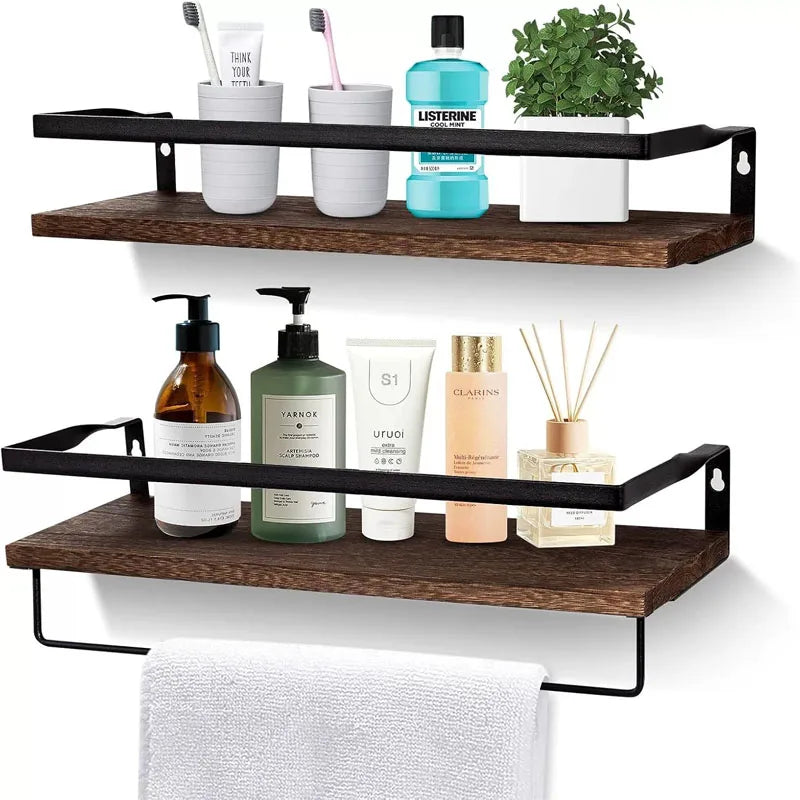 Bathroom supplies kitchen solid wood drilling storage rack floating wall rack accessories storage cabinet hardware accessories