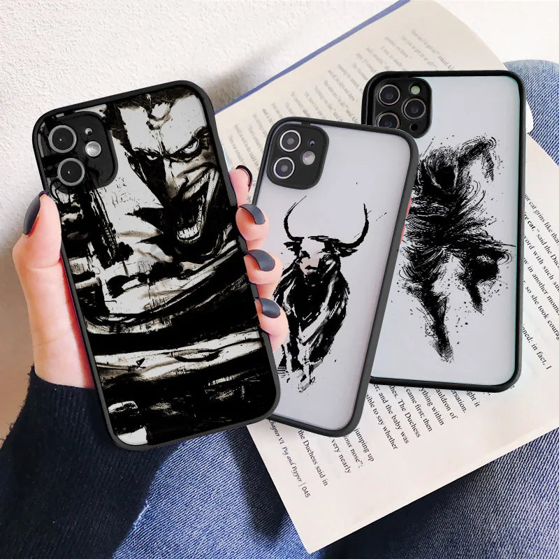 Trendy Men Illustration Phone Case For iPhone 16 XR X XS 7 8 Plus SE2 15 14 13 12 11 Mini Pro Max Hard Back Shockproof Cover