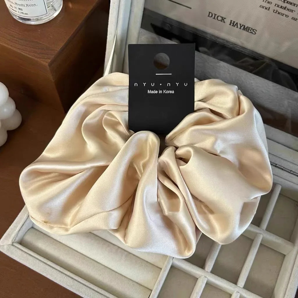 12cm Fashion Satin Scrunchie Women Silk Hair Tie Elastic Hair Bands Girls Black Scrunchy Rope for Adult Hair Accessories