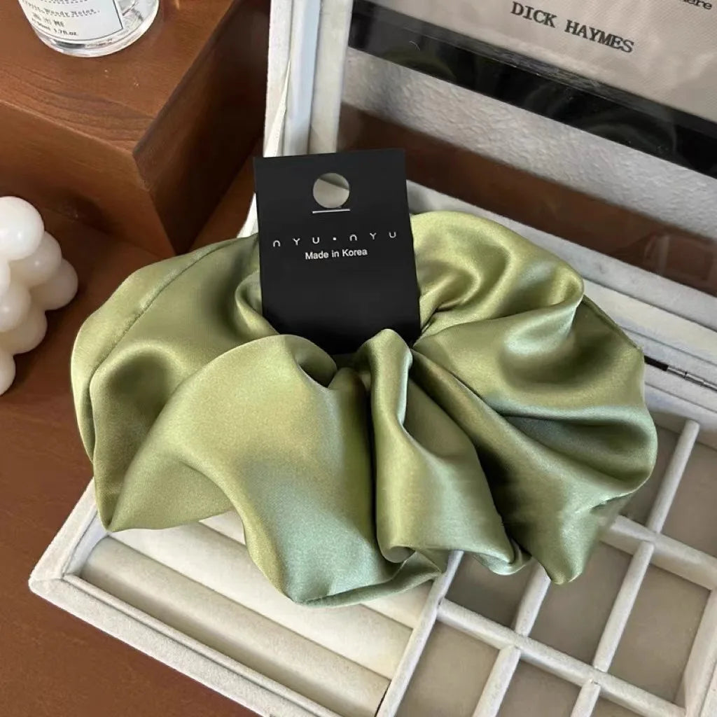 12cm Fashion Satin Scrunchie Women Silk Hair Tie Elastic Hair Bands Girls Black Scrunchy Rope for Adult Hair Accessories