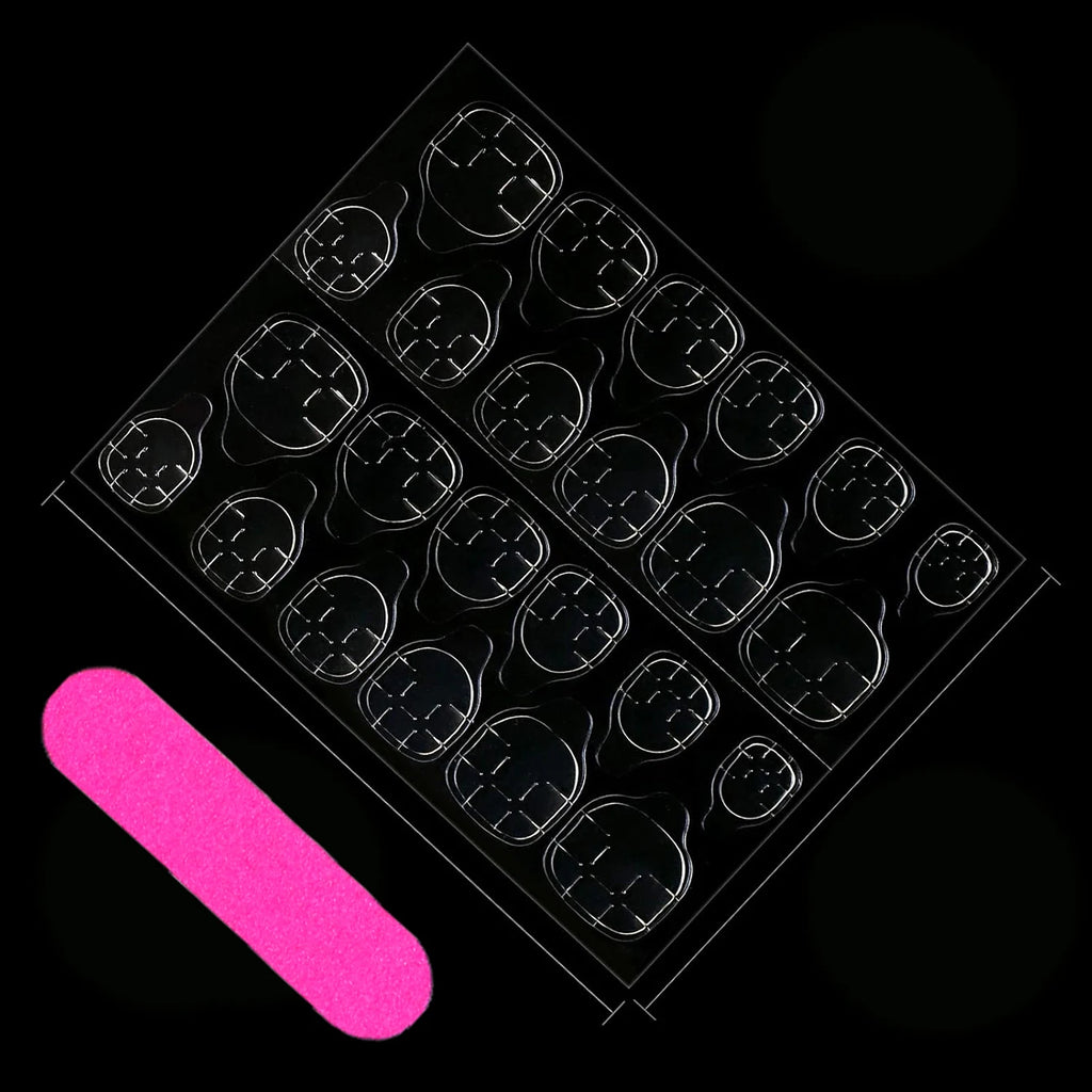 24 Pcs white Long Square French Press On Nails Love Design, Nails tool & 1pc Nail File & 1Nail Glue Sticker Kit Nails For Girl