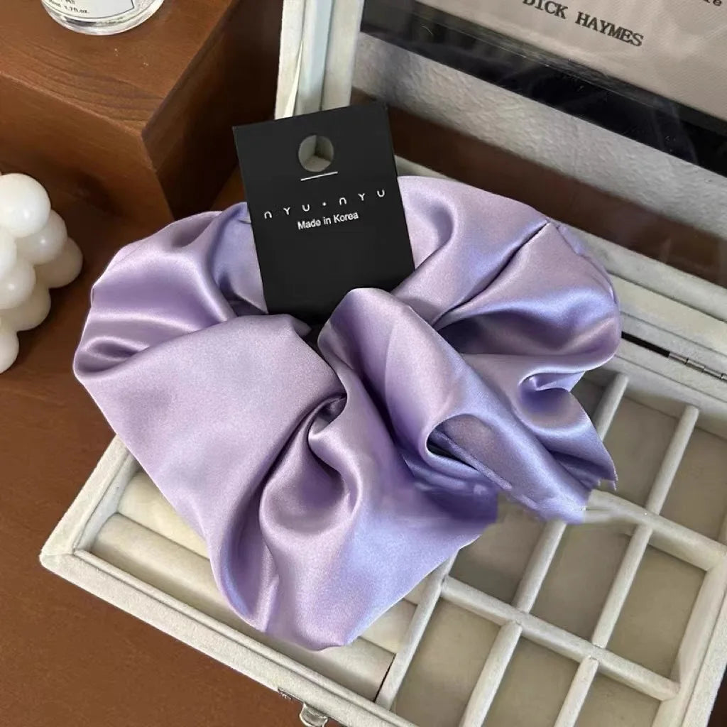 12cm Fashion Satin Scrunchie Women Silk Hair Tie Elastic Hair Bands Girls Black Scrunchy Rope for Adult Hair Accessories