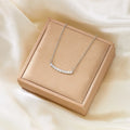 Minimalist Smile Bar Necklace for Women Rose Gold Color Plated Inlay Zircon Hexagon Geometric Clavicle Chain Jewelry Trend Gift