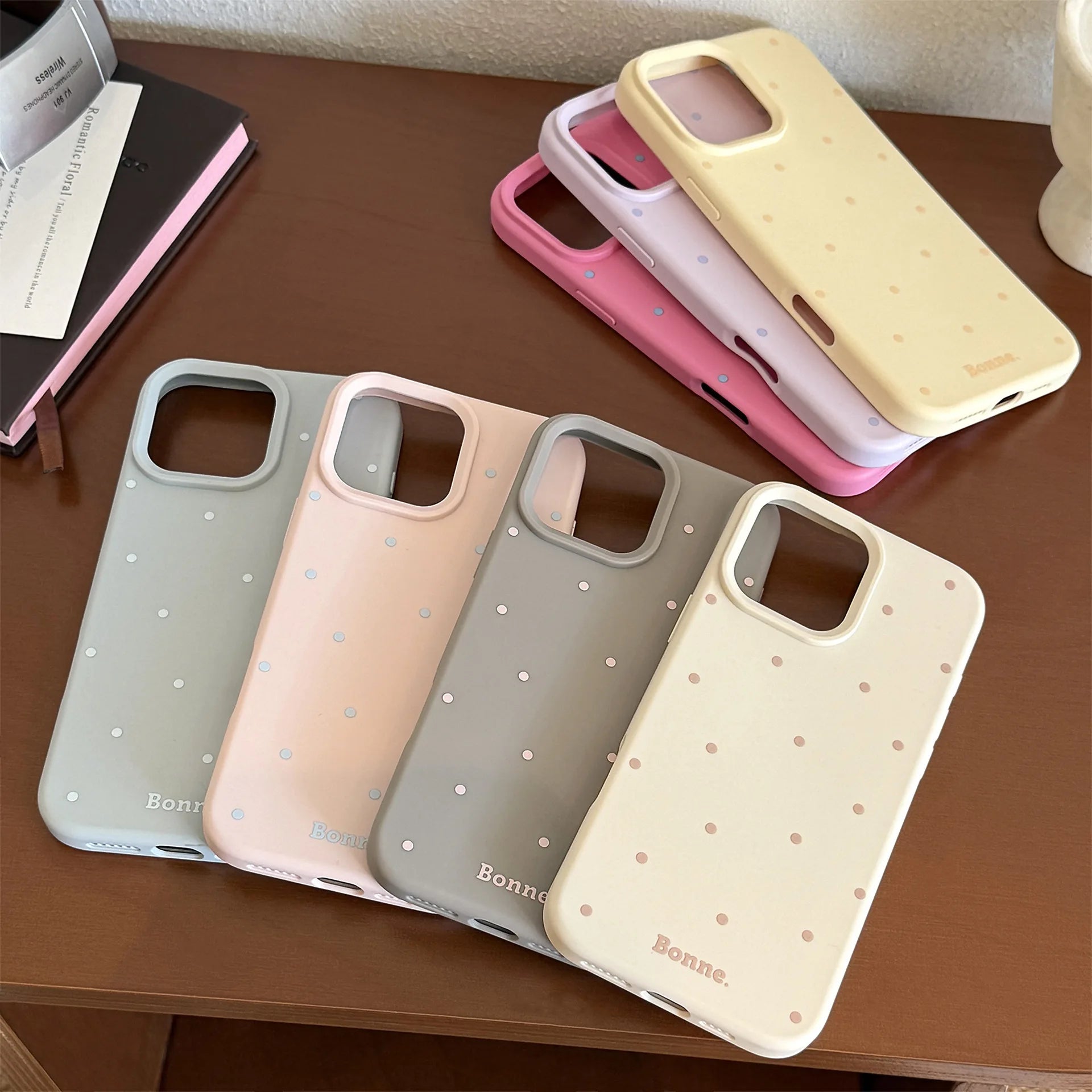 Cute Soft Phone Cases for iPhone 16 15 14 Pro Max 13 12 11 Matte Pastel Back Polka Dot Cover Trendy Girls