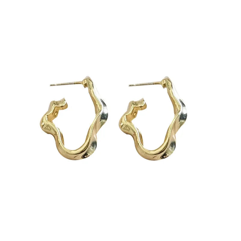 Minimalist Abstract Geometric Earrings Irregular Metal Texture Stud Earrings Wholesale Luxury Statement Jewelry for Women