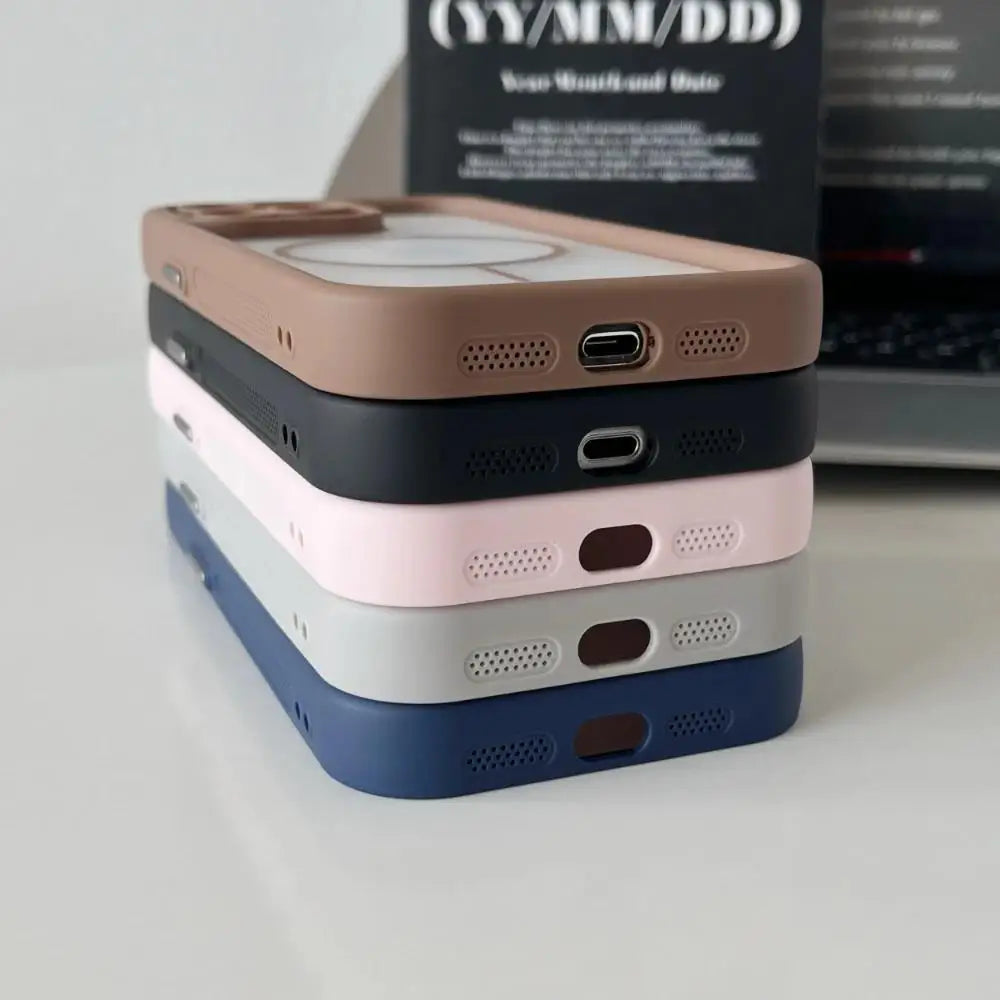 Trendy 2 in 1 Skin Feel Phone Case for iPhone 17air 16 15 14 12 13 Pro Max Plus MagSafe Wireless Charging Shockproof Protection