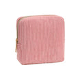 Small Makeup Bag for Purse Mini Cosmetics Bag Corduroy Cute Cosmetic Pouch for Women with Slip-in Pockets Storage Clutch