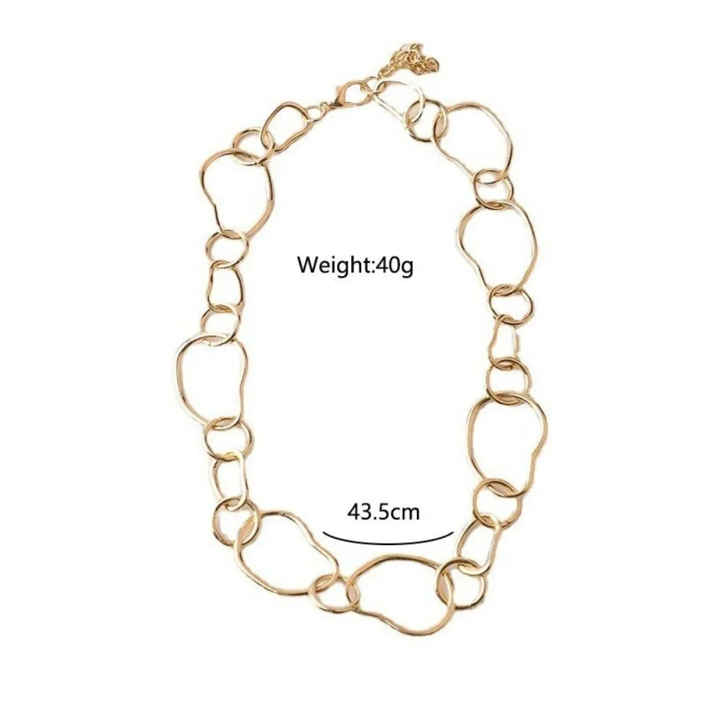Minimalist Irregular Women Necklace Geometric Gold Color Circular Chain Link Choker Necklace Party Jewelry Gifts