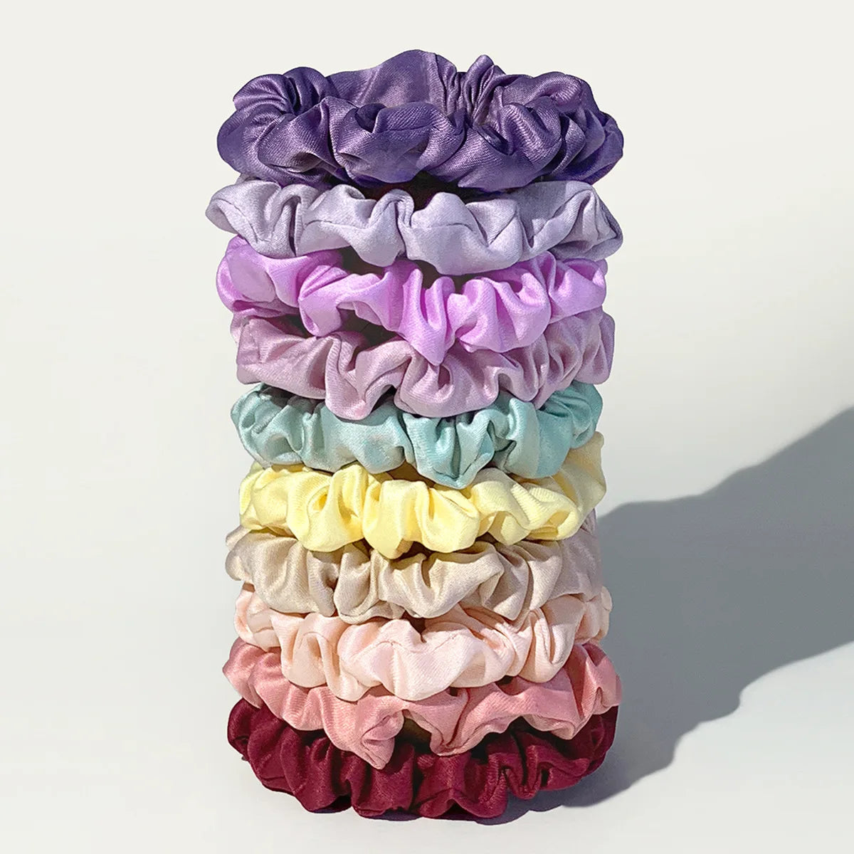 10pcs/pack Smooth Satin Hair Scrunchies Women Elastic Hair Bands Solid Color Hair Ties Bands Dot Rubber Band Hair Accessories