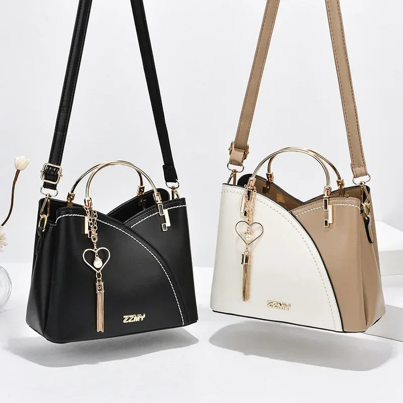 Women's Patchwork PU Leather Handbag Fashion Elegant Shoulder Messenger Office Work Bag Ladies Luxury Female Fashion Accessory