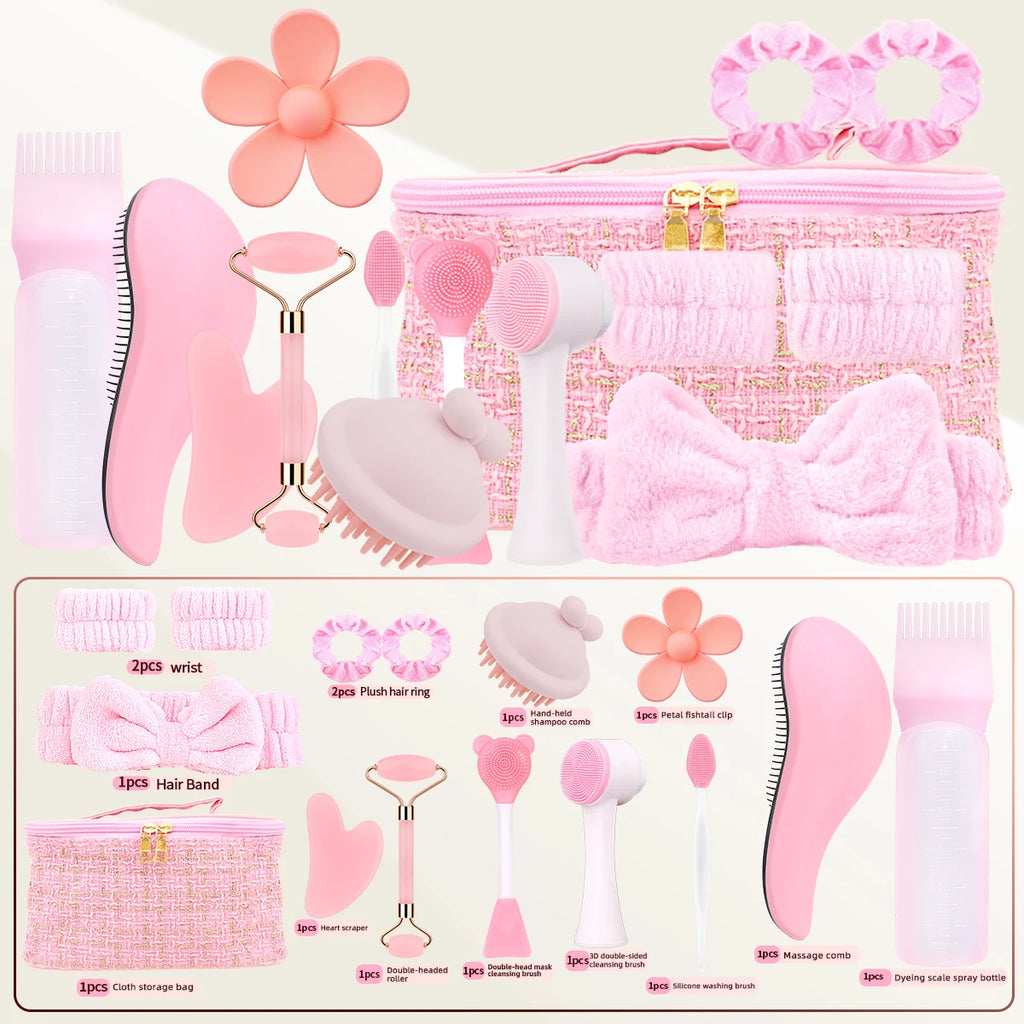 15-piece facial cleansing massage set, multifunctional beauty care set, portable storage, a must for beauty lovers.
