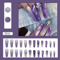 24Pcs Extra Long Square Press on Nails Love Pattern Design French Wearable Full Cover Fake Nail Tips Artifical Coffin False Nail