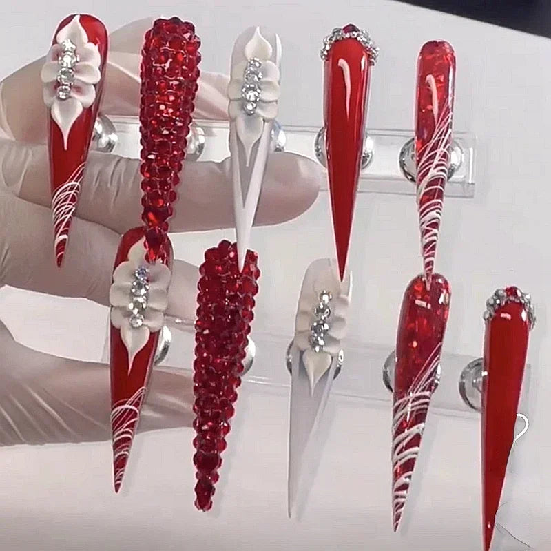 Customized Luxury Handmade Press On Nails Angel Design Artificial Nail False Nails XXL Fake Nail With Glue Full Cover Nail Tips