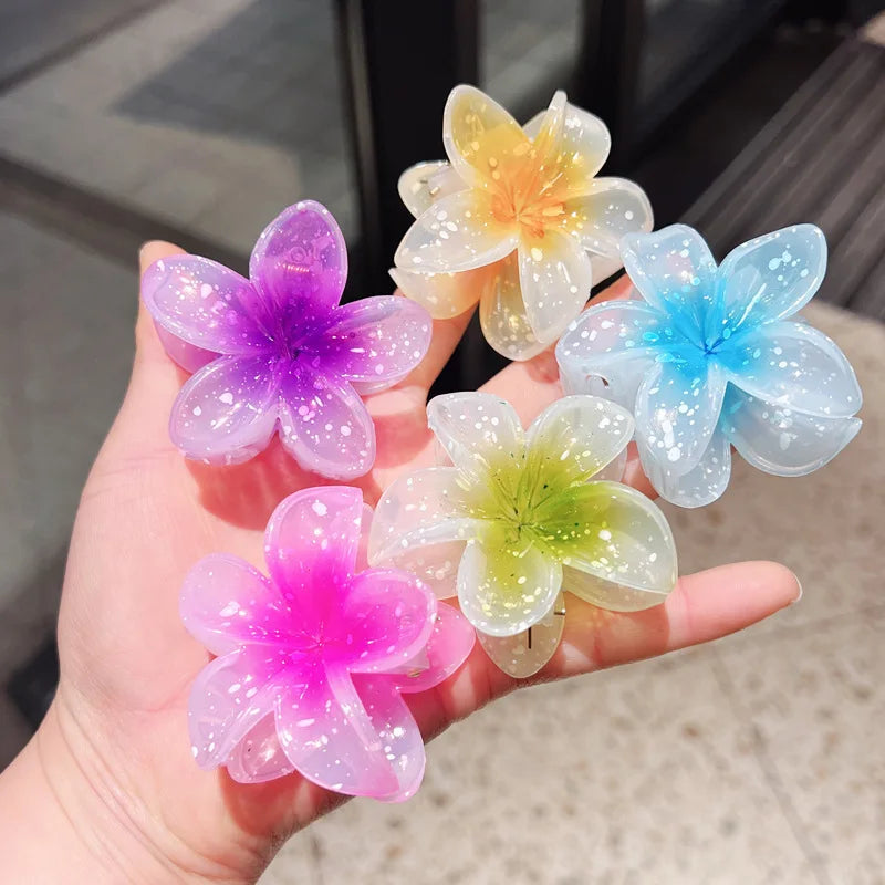 Transparent Glitter Hair Clip Trendy Fashion Hair Accessory for Women Small Egg-Shaped Flower Clip