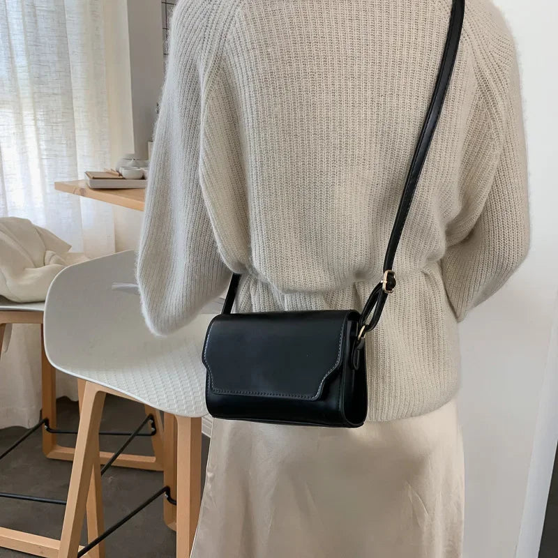 Vintage Mini Messenger Bags for Women PU Leather Shoulder Bags Ladies Simple Design Handbag Female Crossbody Small Square Purse