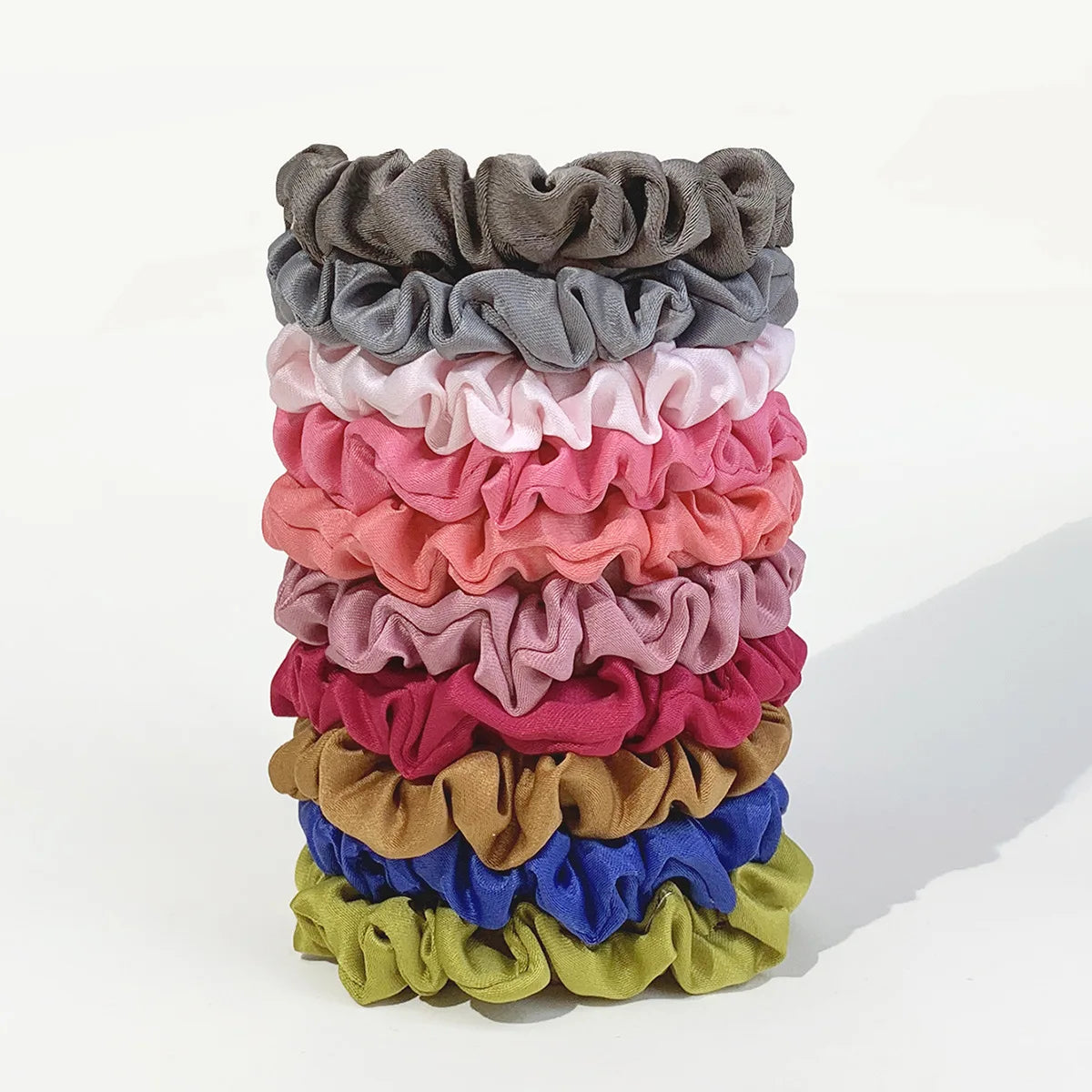 10pcs/pack Smooth Satin Hair Scrunchies Women Elastic Hair Bands Solid Color Hair Ties Bands Dot Rubber Band Hair Accessories
