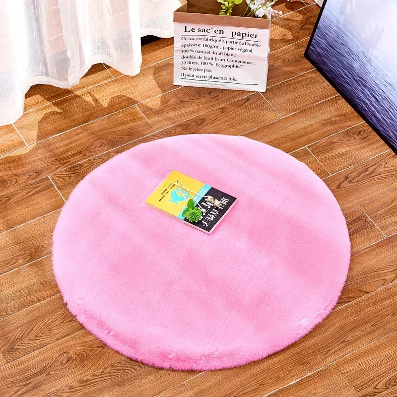 Colorful Round Shaggy Area Rug for Living Room, Bedroom, Kids Room - Modern Floor Mats