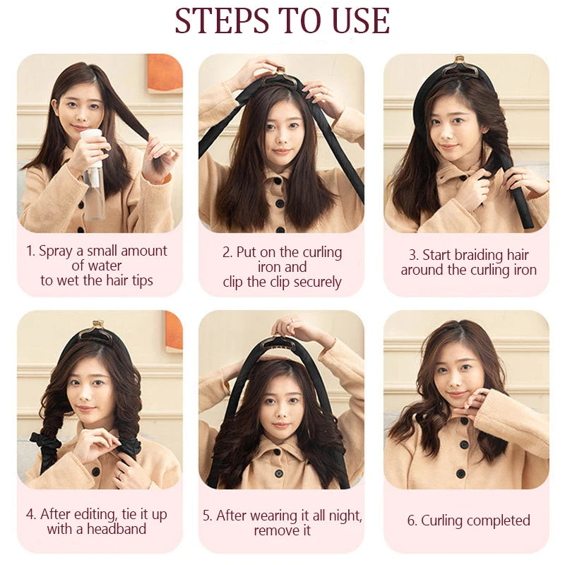 Heatless Curling Rod Headband No Heat Silk Curls Ribbon Hair Rollers Sleeping Soft Headband Lazy Hair Curlers Hair Styling Tools