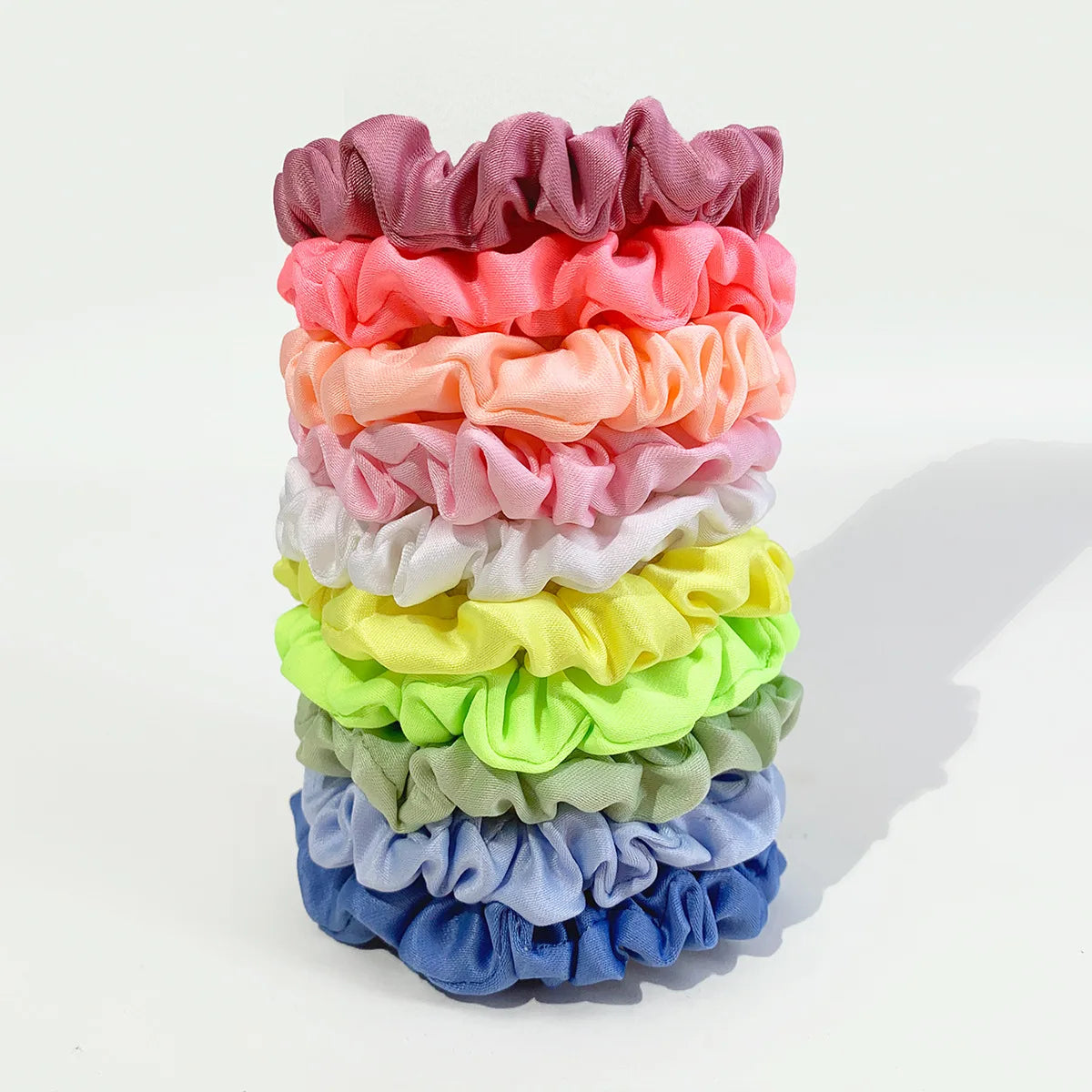10pcs/pack Smooth Satin Hair Scrunchies Women Elastic Hair Bands Solid Color Hair Ties Bands Dot Rubber Band Hair Accessories