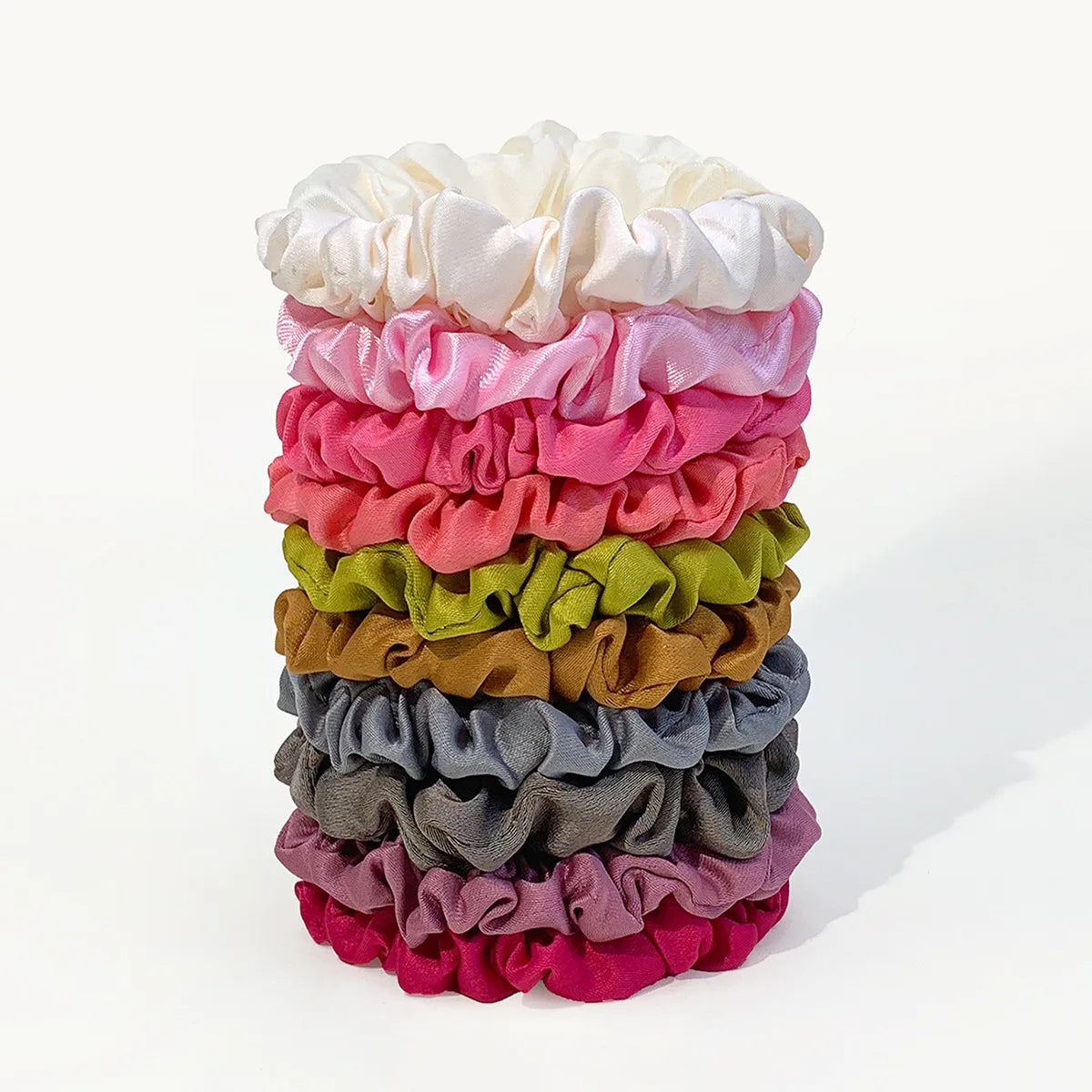 10pcs/pack Smooth Satin Hair Scrunchies Women Elastic Hair Bands Solid Color Hair Ties Bands Dot Rubber Band Hair Accessories