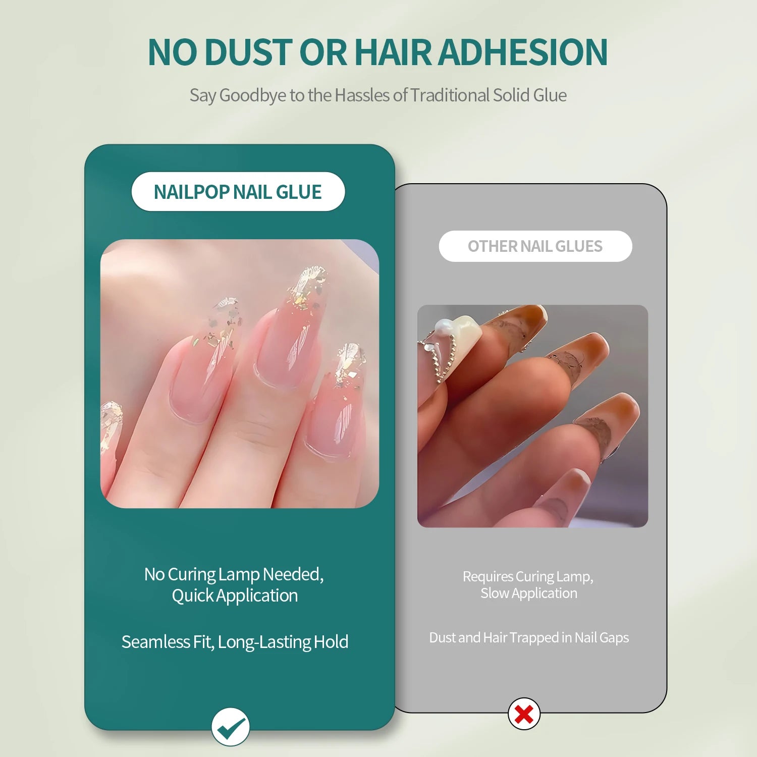 Nailpop Press On Nail Glue Strong Bond Fast Drying Long Lasting No Lamp Hypoallergenic Gentle Formula for Fake Artificial Nails