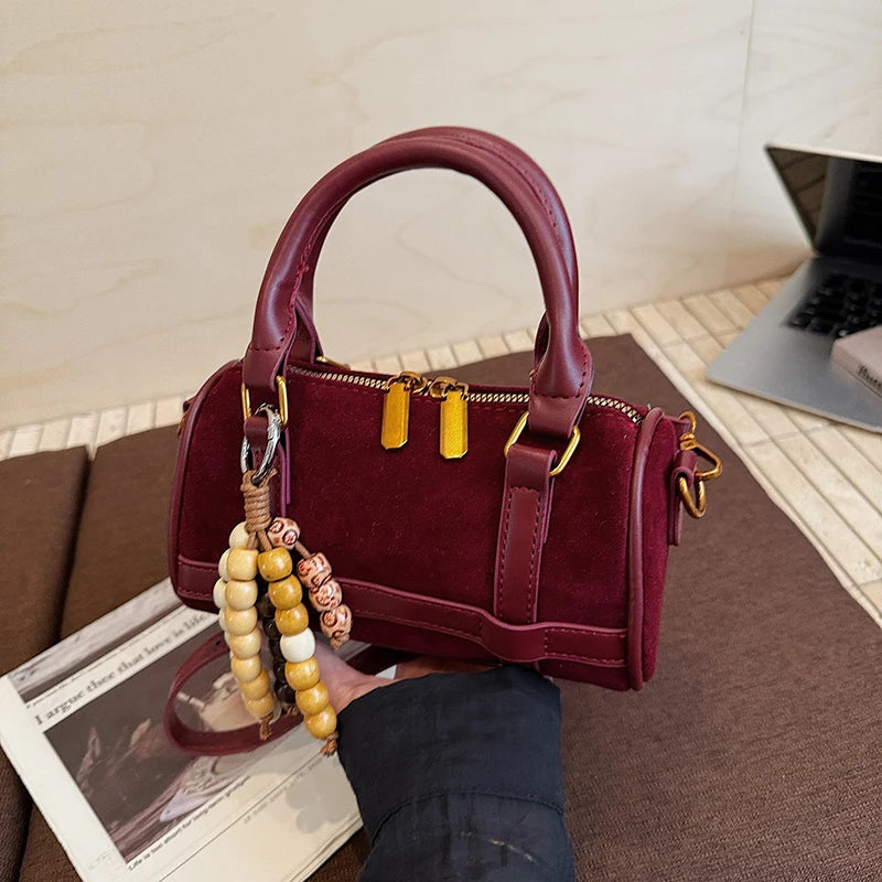 Mini Small Bag Women 2025 Versatile Winter Suede Leather Shoulder Crossbody Bag Ladies Designer Boston Handbag Coffee Bag