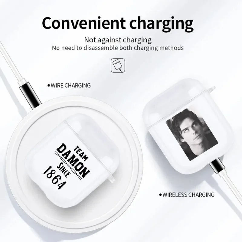 The Vampire Diaries Damon Earphone Case for Airpods 4th 3rd Pro 3 Covers for Airpod 3 2 1 Protective Box Accessorie Shell Fundas