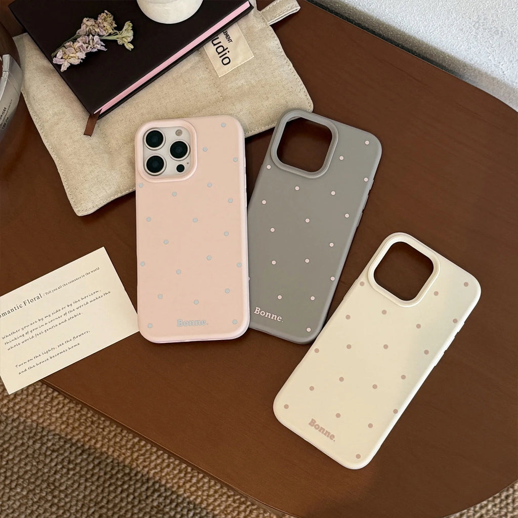 Cute Soft Phone Cases for iPhone 16 15 14 Pro Max 13 12 11 Matte Pastel Back Polka Dot Cover Trendy Girls